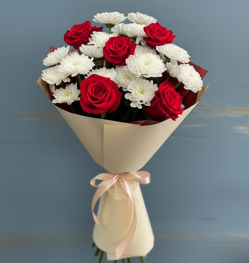 Букет цветов из: Розы и Хризантемы в Томмоте