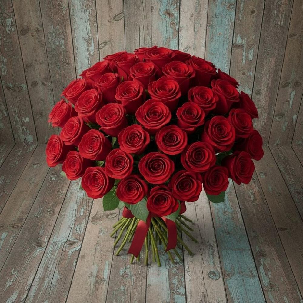 Букет 55 Красных роз Фридом в Томмоте