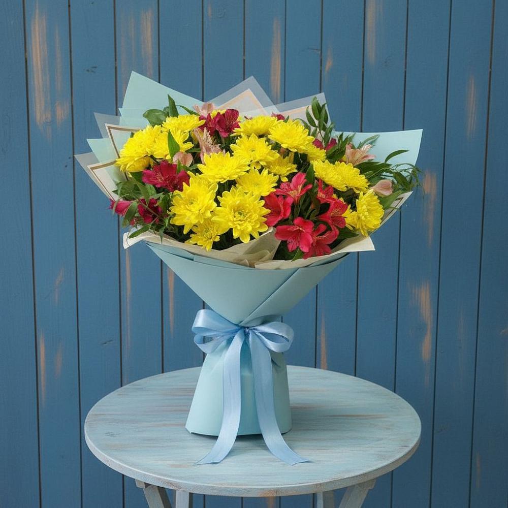 Букет цветов из: Альстромерии и Хризантемы в Томмоте
