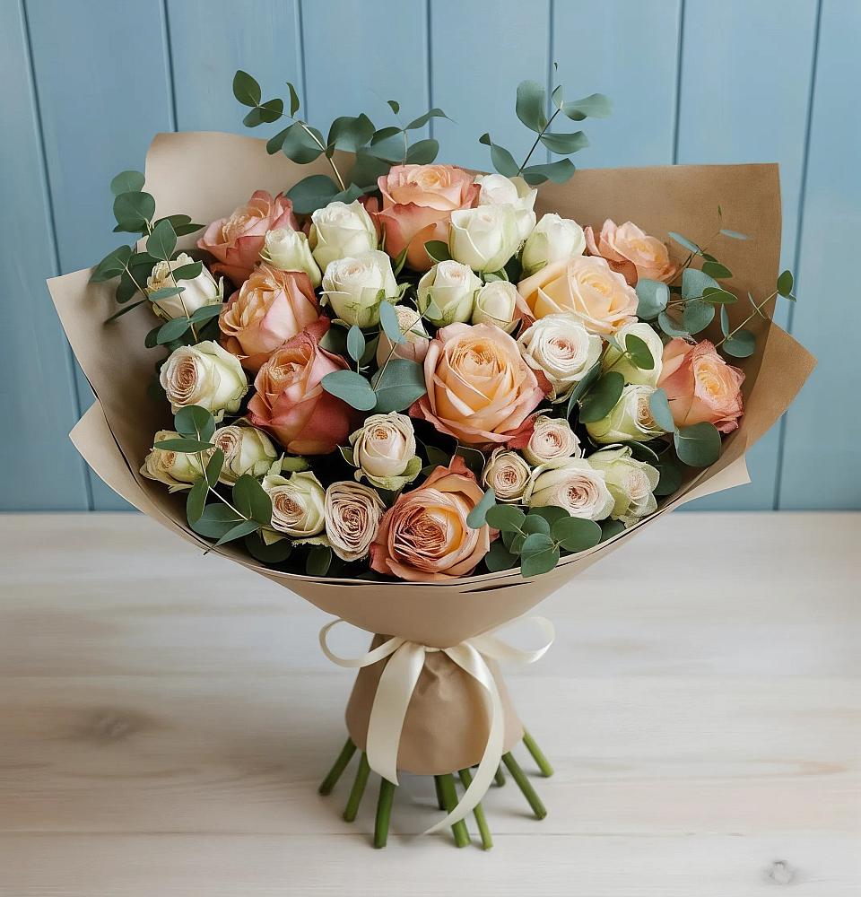 Букет цветов из: Альстромерии и Розы в Томмоте