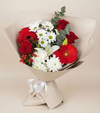 Букет цветов из:  Розы, Хризантемы, Герберы и Лилии в Томмоте