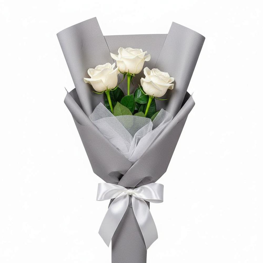 Букет 3 белые розы в Томмоте