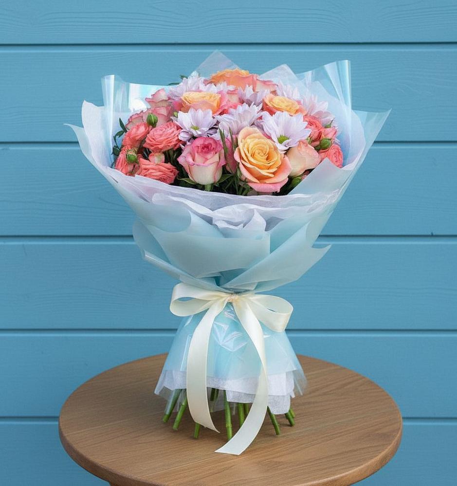 Букет цветов из: Хризантемы и Розы в Томмоте